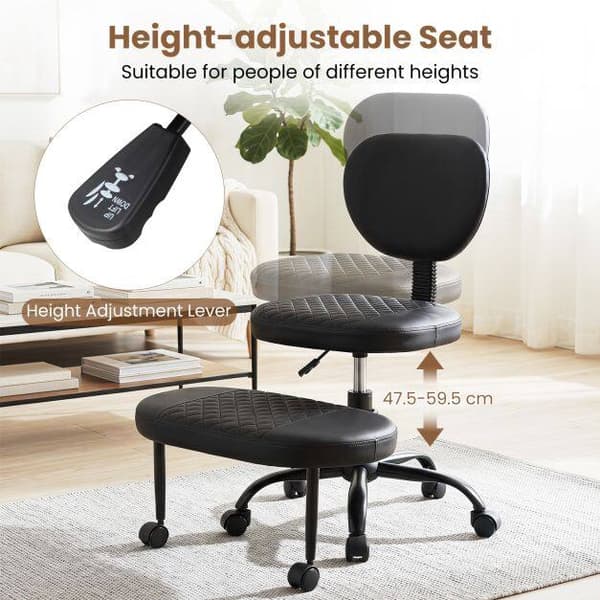 Ergonomisk kontorstol med krydsben, justerbar højde, sort