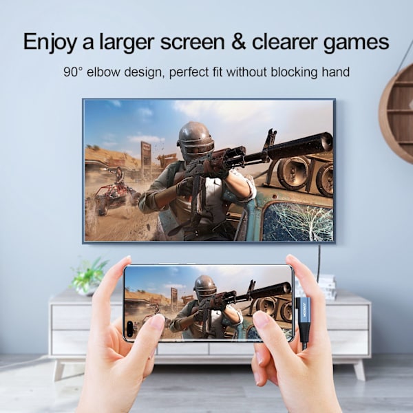 Vinklet USB-C - HDMI kabel 4K 60Hz 2m grå