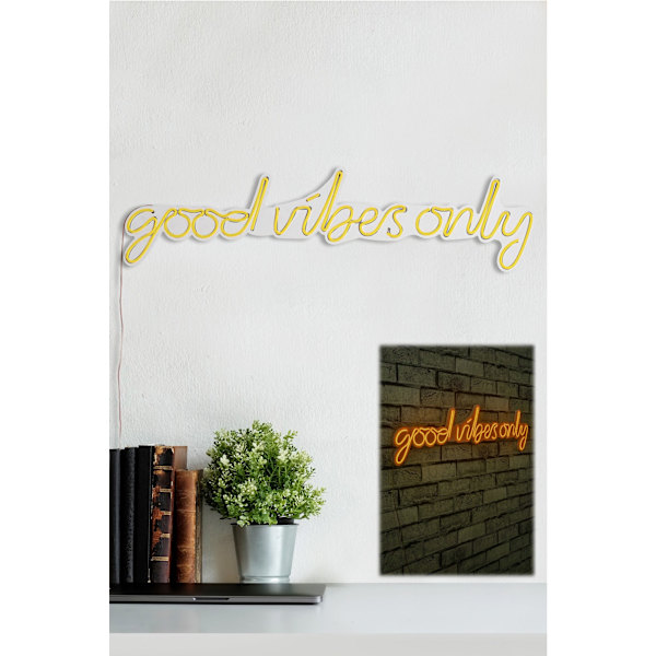 Dekorativ plast LED-belysning Good Vibes Only - Gul