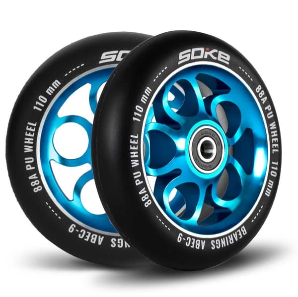 Blåa 110 mm hjul till sparkcykel, 2-pack