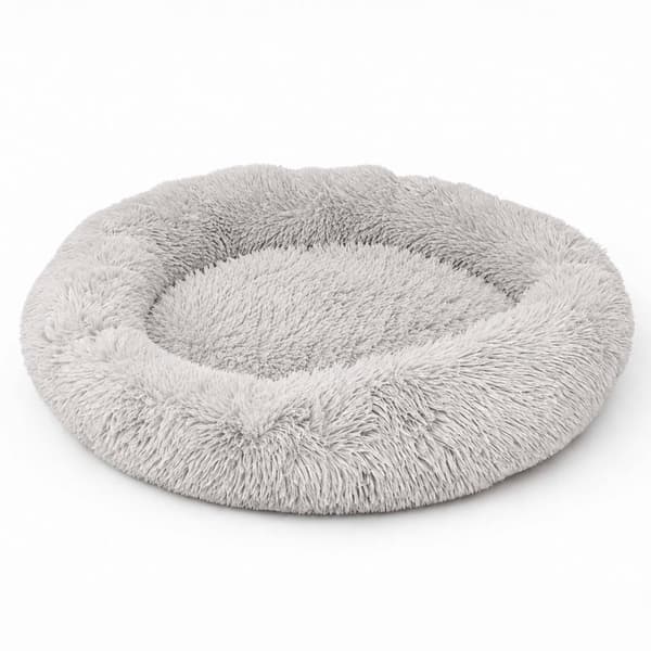 Pyöreä pehmoinen koiranpeti, 60 cm – vaaleanharmaa