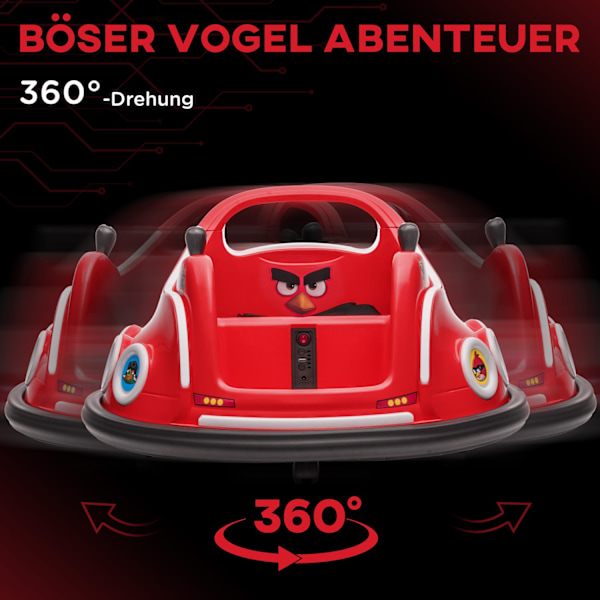 12V børnekofangerbil med 2,4 G fjernbetjening, elektrisk kofanger med musik og lys, 1,5-3 km/t, børneelbil med 360° rotation, til børn 3-5 år, rød