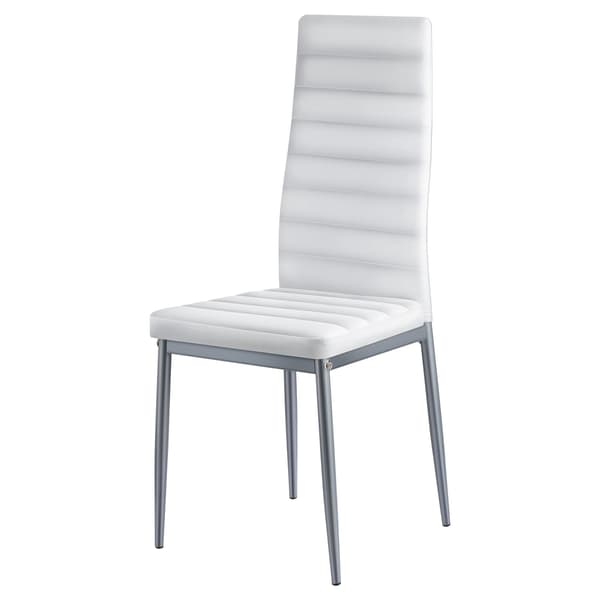 Matstolar, set om 6, vitt PVC-läder, metallben