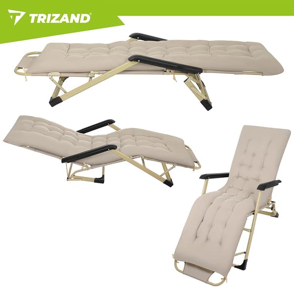 Sammenklappelig haveliggestol med hynde, 3 positioner, beige
