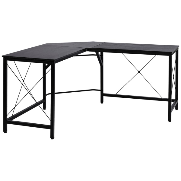 Computer Skrivebord L-Shape Hjørne Skrivebord, Vinkel Skrivebord, Mdf, Sort, 150X150X76Cm