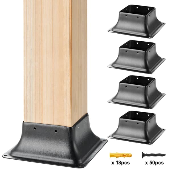 4x4 stolpfästen, 4-pack pulverlackerat stål