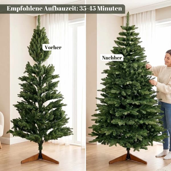 Kunstigt juletræ 180 cm, grønt, foldbart træstativ