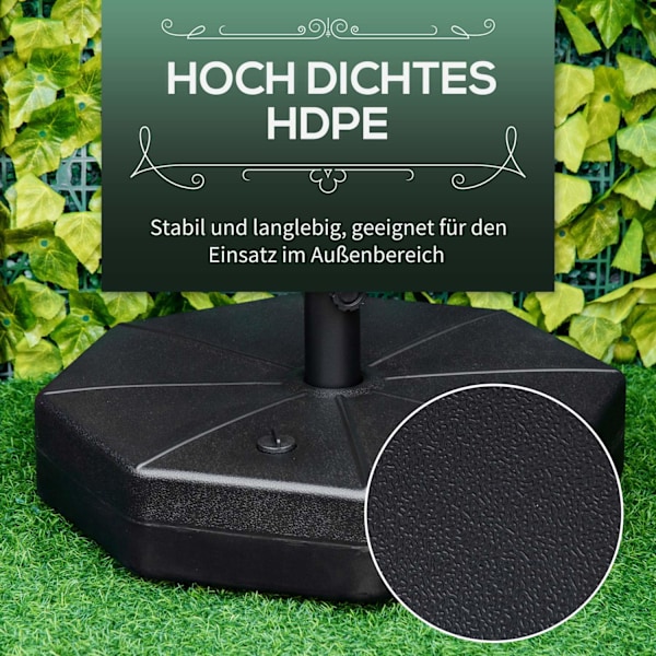 Parasolstativ 40 Kg Paraplystativ Til Parasolstænger 38 Mm/48 Mm Kan Fyldes Med Vand/Sand Parasolfod Ø60 X 36H Cm
