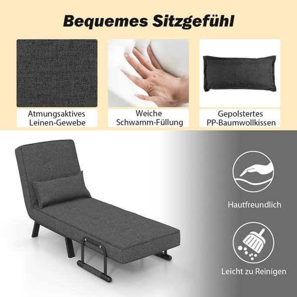 Bäddsoffa Fällbar Justerbar Bäddsoffa Bäddsoffa med ryggstöd Mörkgrå