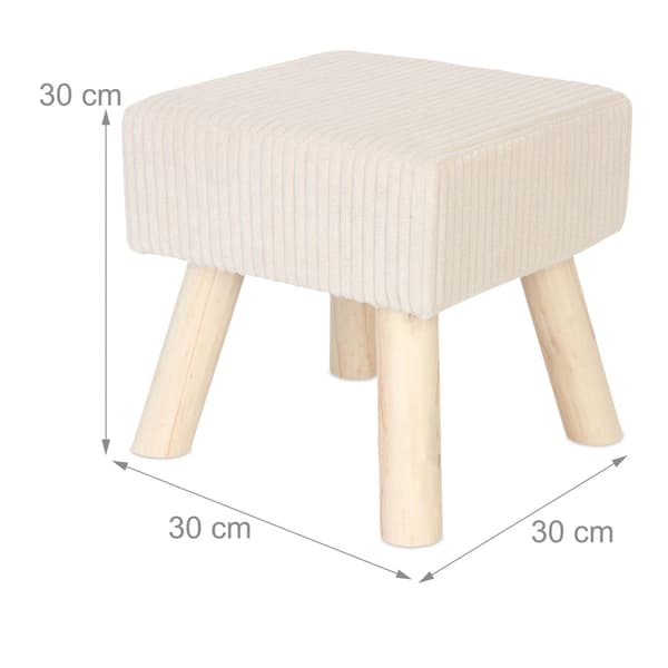 Sladdklädd puff – mjuk sits, träben