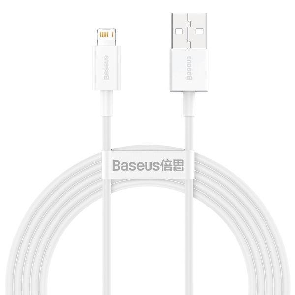 Superior-kaapeli USB-kaapeli Iphone Lightning 2.4A 2m Valkoinen