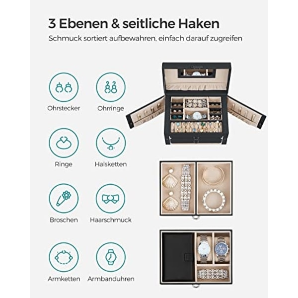 Elegant smyckeskrin med gott om förvaring och reseväska