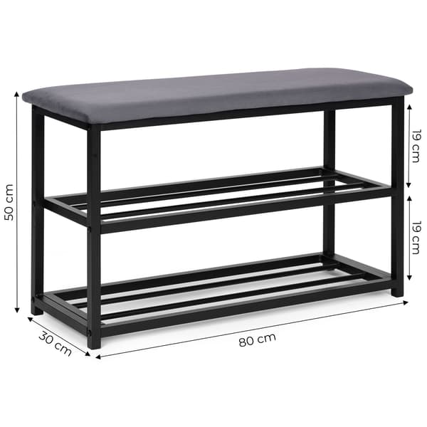Skoskåpsbänk med sammetssits, 2 hyllplan, 80 cm