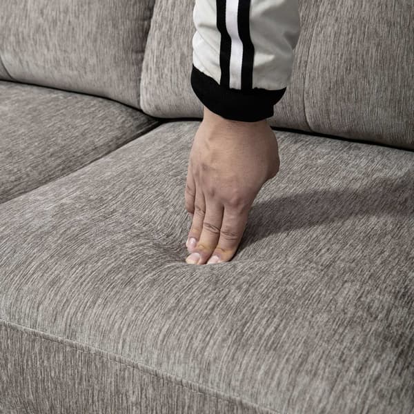 L-formad soffa, chenilletyg, brun, utrymmesbesparande design