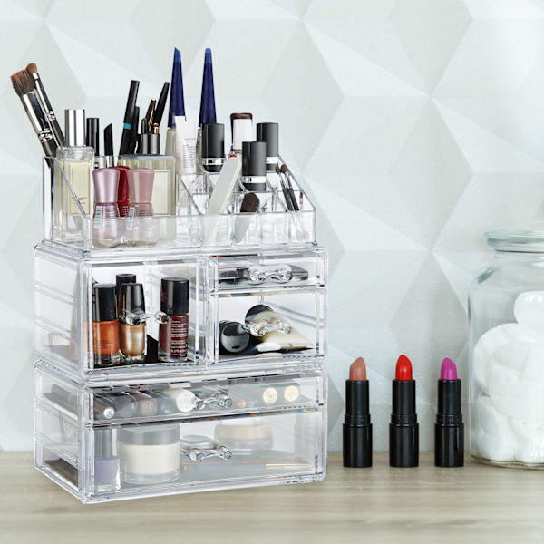 Makeup opbevaring i akryl med 21 rum