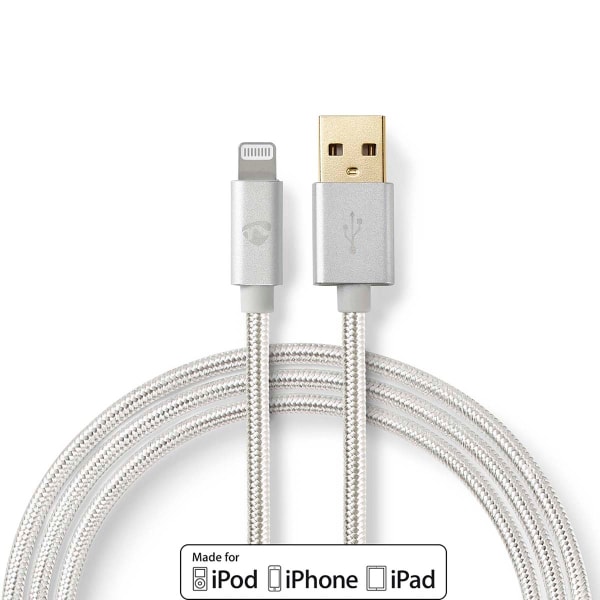 Lightning Kaapeli | USB 2.0 | Apple Lightning 8-Pin | USB-A Uros | 480 Mbps | Kullattu | 2.00 m | Pyöreä | Nailon / Punottu | Alumiini | Laatikko kann