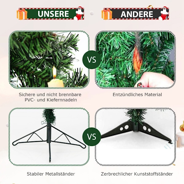 210cm Pre-Lit Halv Tree Julgran Halv Artificiell Tree