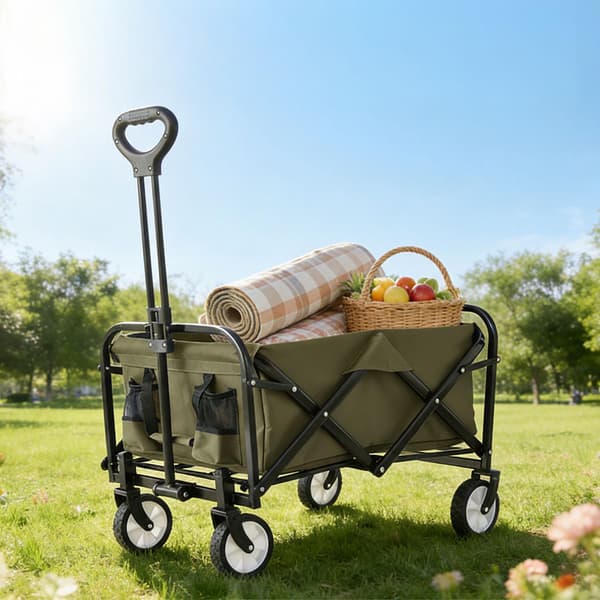 Sammenklappelig vogn til strand, camping, shopping, stor kapacitet
