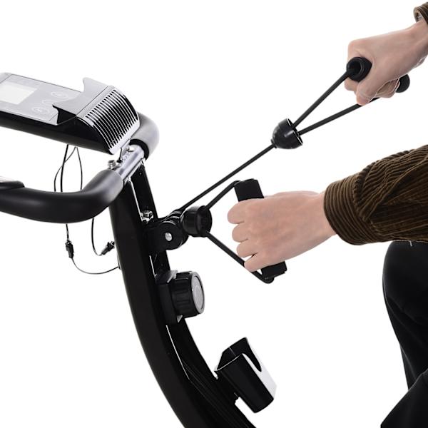 Motionscykel 2-I-1 Cykeltræner Hjemmetræner Folde Motionscykel Med 8 Niveauer Af Justerbar Magnetisk Modstand Og 1 Par Stålspændereb