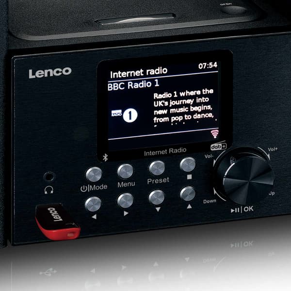 Internet/DAB+ Radio Bluetooth CD MP3-spelare, Svart