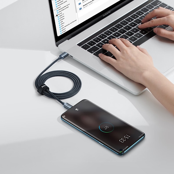 Kabel för snabbladdning och dataöverföring USB-C USB-C 100W 1,2m svart