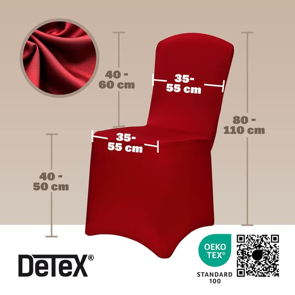 Stolebetræk sæt med 6 Bordeaux OEKO-TEX