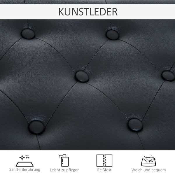 Klaverskammel Klaverbænk Traditionel Landhusstil Kosmetisk Skammel Opbevaringsplads Gummitræ Imiteret Læder Sort 76 X 36 X 50 Cm