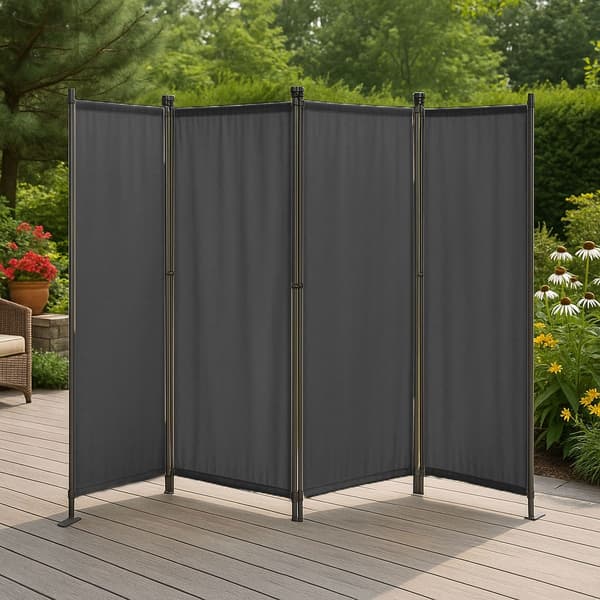 Sammenklappelig 4-panel have- og rumdeler 167x216 cm Grå MultiGarden