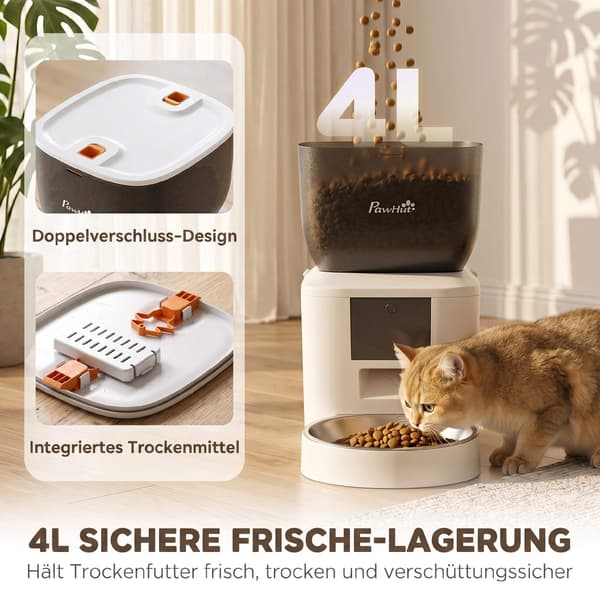 Automatisk kattefoderautomat, 4L, WiFi-appstyring, stemmestyring