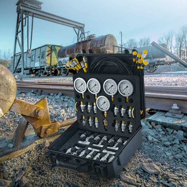 Hydraulisk tryktestsæt, 5 målere, 600 bar, kasse