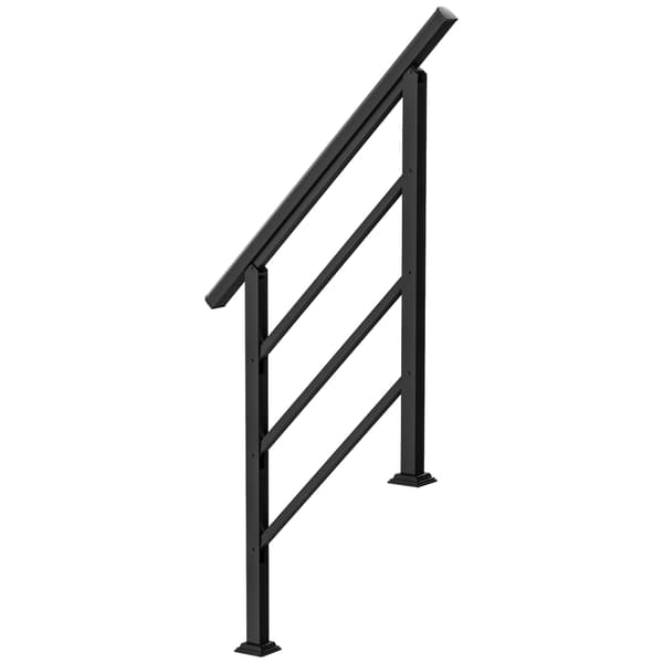 Justerbart metaltrappegelænder, sort, 0-45 vinkel, 1-3 trin
