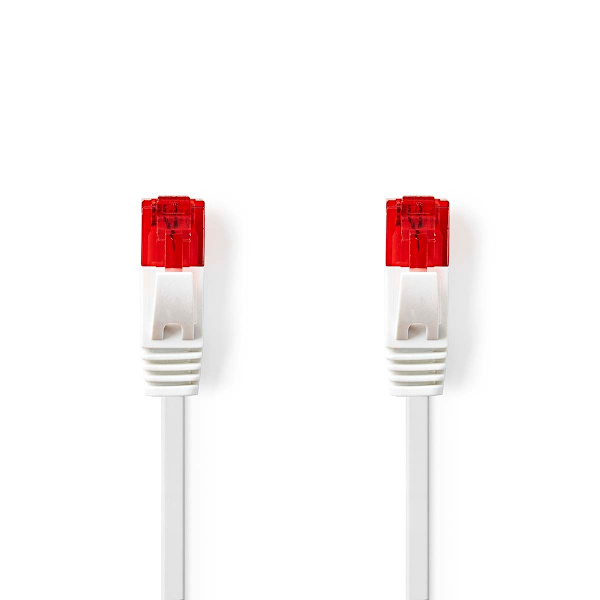CAT6 Nätverkskabel | RJ45 hane | RJ45 hane | U/UTP | 0.50 m | Snagless | Platt | PVC | Vit | Label