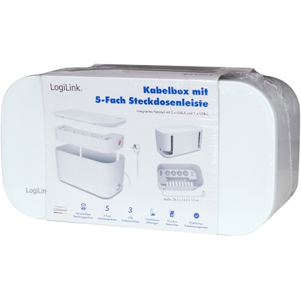 Kaapelirasia - Kaapelin piilotin haaroittimella + USB-A/USB-C lataus Valkoinen