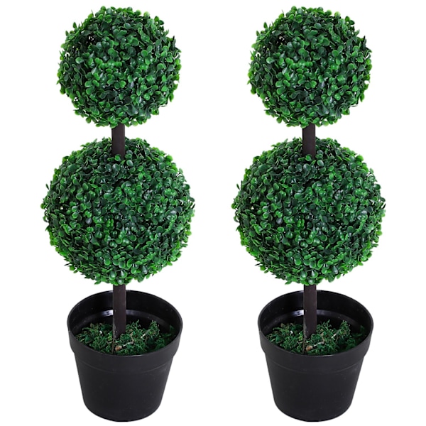 Kunstige planter Sæt med 2 Stor 67 cm kunstig plante med 2 kugler, kunstigt plasttræ i krukke, kunstigt træ som ægte til stue soveværelse Kontorhave M