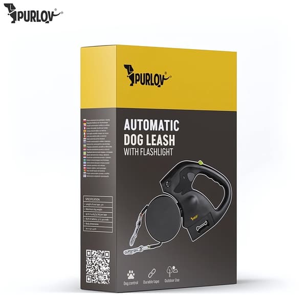 Sisäänvedettävä kaksoiskoirahihna 2 x 3 m LED-taskulampulla, USB-C