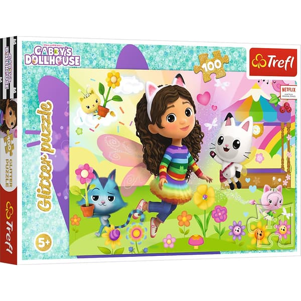 Gabby's Dollhouse Glitter Puzzle, 100 kpl lapsille