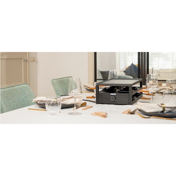 Raclette 162655 Sort stålraclette til 8 personer.