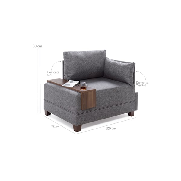 1-sædet sofa flyve højre - antracit