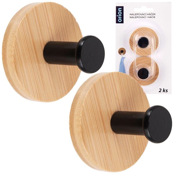 Seinäkoukut, Bambu ja Metalli, Musta, 5 cm, 2 kpl