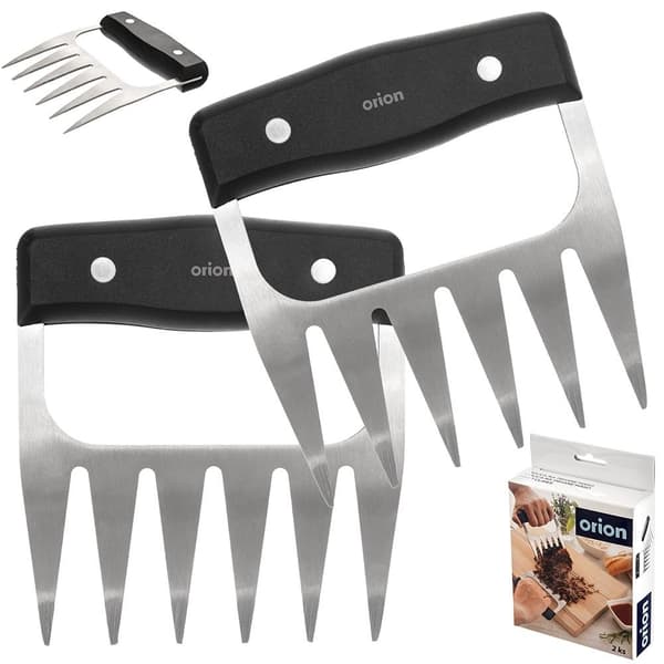 To kødgafler i rustfrit stål til pulled pork med mere
