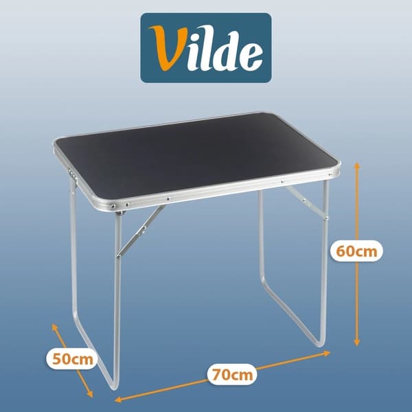 Hopfällbart campingbord i metall, grafit, 70x50x60 cm