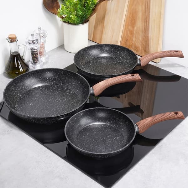 Set med 3 non-stick stekpannor för alla spisar, diskmaskinssäkra