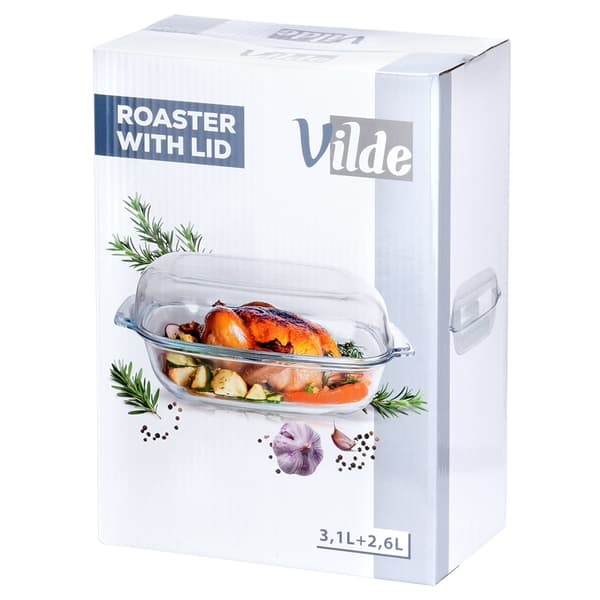 Gryta i glas med lock, 3,1L + 2,6L