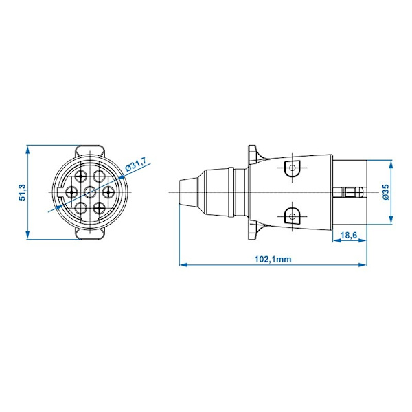 Pistoke 7-napainen PVC