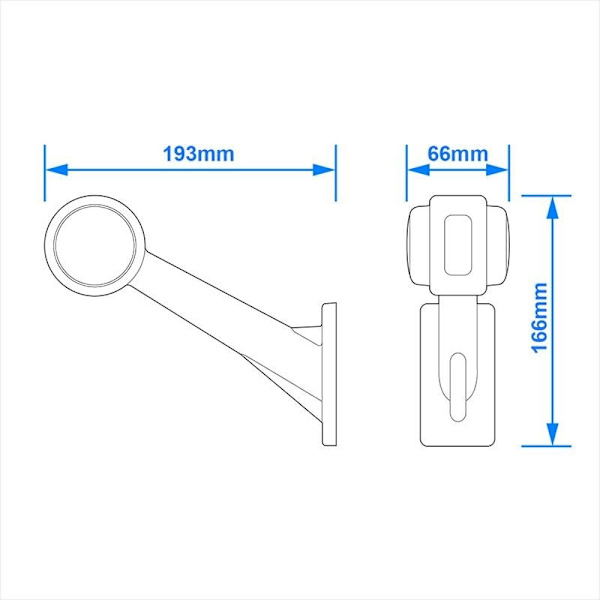 Merkkivalo 12/24V punainen/valkoinen 166x193mm LED oikea