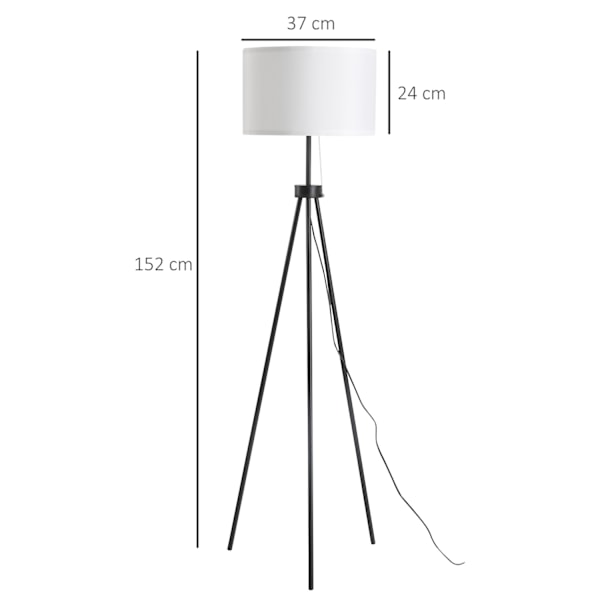 Gulvlampe Moderne Gulvlampe E27, Stål & Polyester, Sort & Hvid, 37X37X152Cm