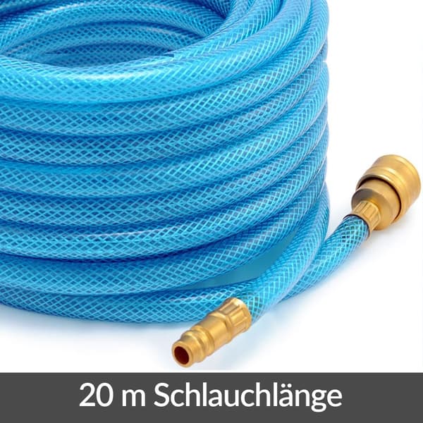 Tryckluftsslang 1/4" x 20m, 15 bar, slitstarkt gummi, böjfri