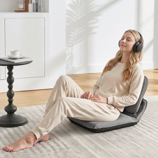 Sammenklappelig gulvstol, 5-positioner, ergonomisk ryglæn, linned