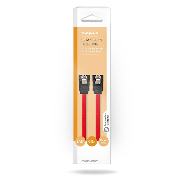 SATA kaapeli | 1.5 Gbps | SATA 7-Pin naaras | SATA 7-Pin naaras | Niklattu | 0.50 m | Litteä | PVC | Punainen | Laatikko