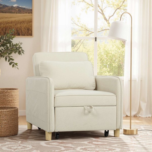 Sovestol med skumpolstring, beige stof